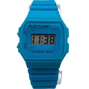 Blue Planet Retro Digital Watch 35mm - New Battery - Adjustable Band up to 7.25